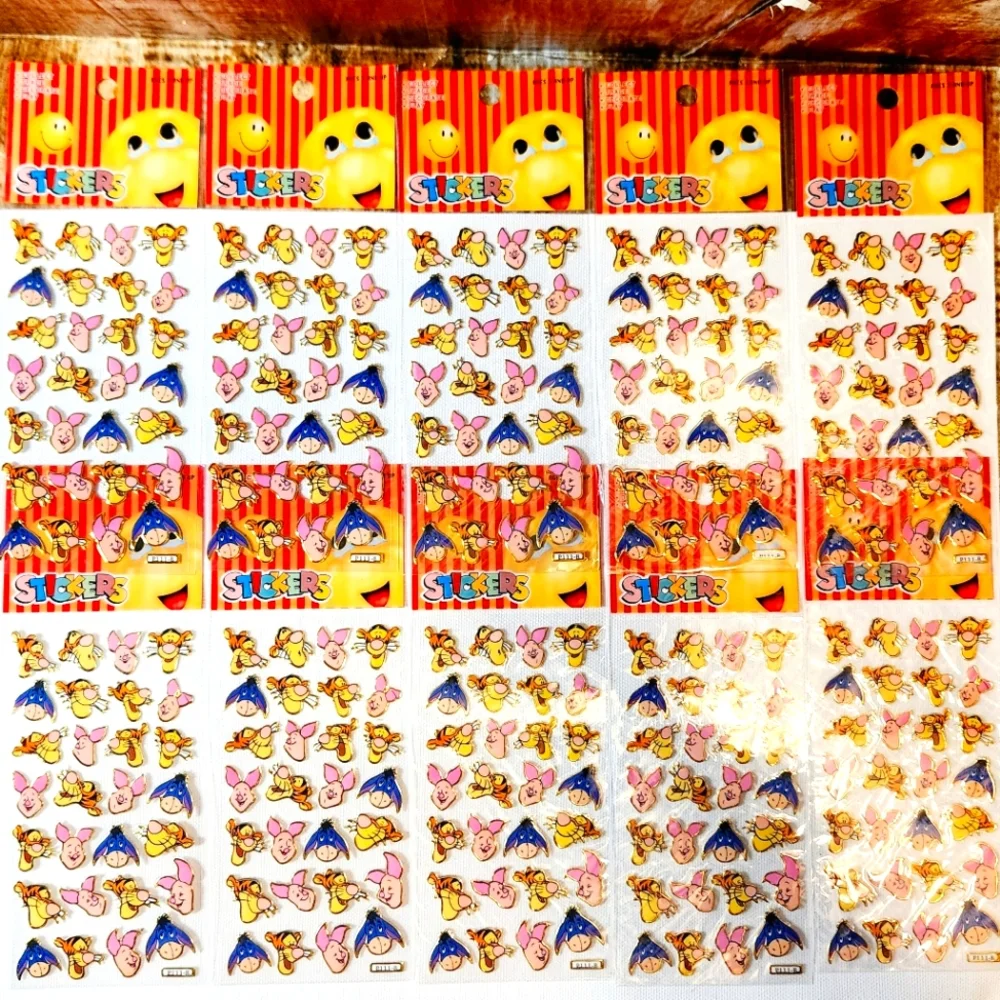 Vtg Disney Winnie the Pooh Friends Piglet Eeyore Stickers Lot 10 Packs Sealed